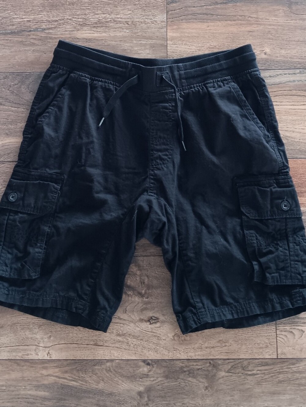 Black Cargo Drawstring Shorts